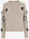 BRUNO MANETTI WOOL BLEND SWEATER WITH FLOWERS