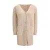 Bruno Manetti Wool Midi Cardigan In Neutral