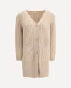 Bruno Manetti Wool Midi Cardigan In Sand