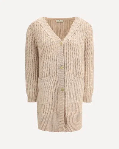Bruno Manetti Wool Midi Cardigan In Sand