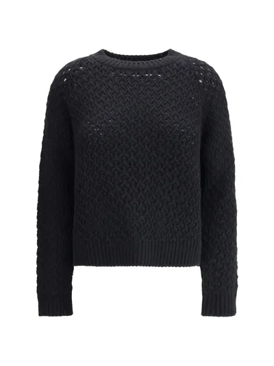 Bruno Manetti Woven Knit Sweater In Black