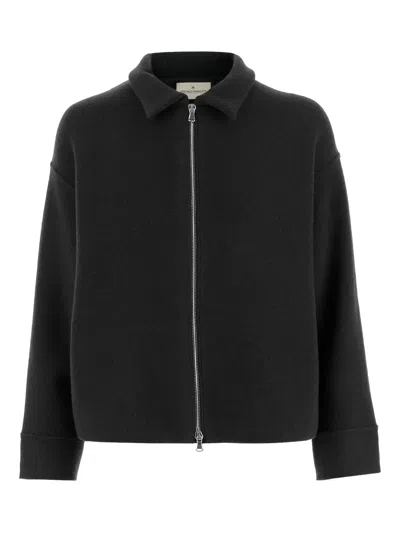 Bruno Manetti Zip-front Collar Jacket In Black