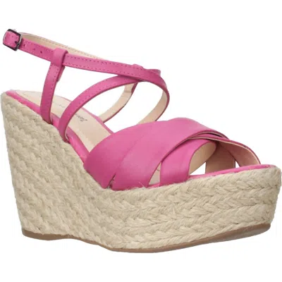 Bruno Menegatti Women's Grace Ankle Strap Wedge Leather Sandal In Fucsia In Pink