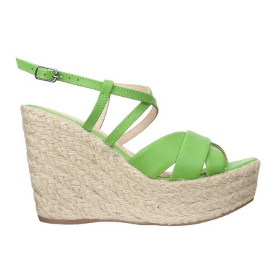 Bruno Menegatti Women's Grace Ankle Strap Wedge Leather Sandal In Green