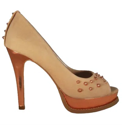 Bruno Menegatti Women's Leather Peep-toe Platform Pump In Peach Rose In Brown