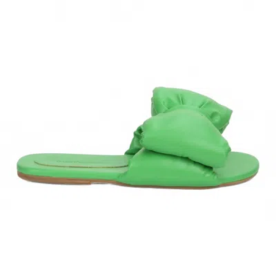 Bruno Menegatti Women's Patti Super Bow Flat Leather Sandal In Green