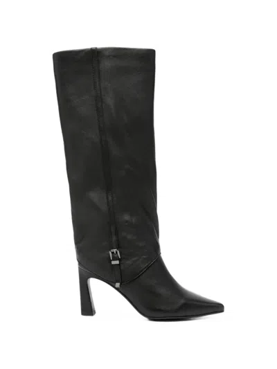 Bruno Premi Buckle-detail Pointed-toe Knee-high Boots In Black