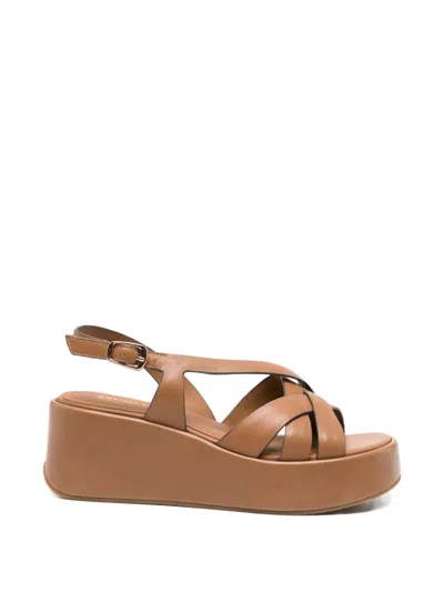 Bruno Premi Crossover-strap Platform Sandals In Brown