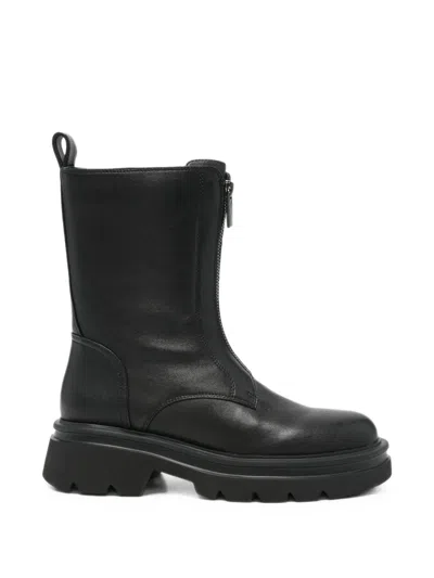Bruno Premi Front-zip Chunky-sole Boots In Black