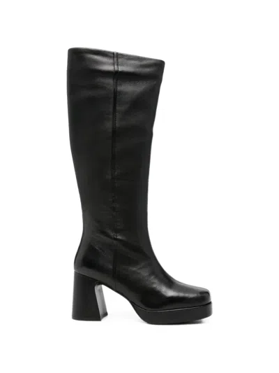 Bruno Premi Platform Leather Boots In Black