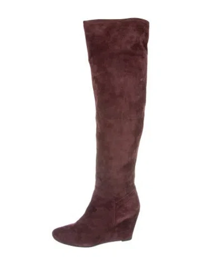 Pre-owned Bruno Premi Suede Boots In Burgundy