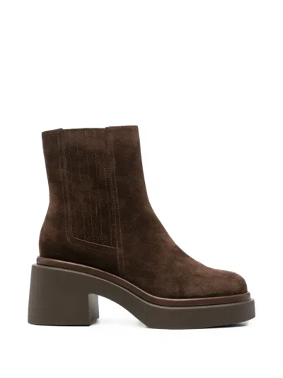 Bruno Premi Suede Platform Ankle Boots In Brown