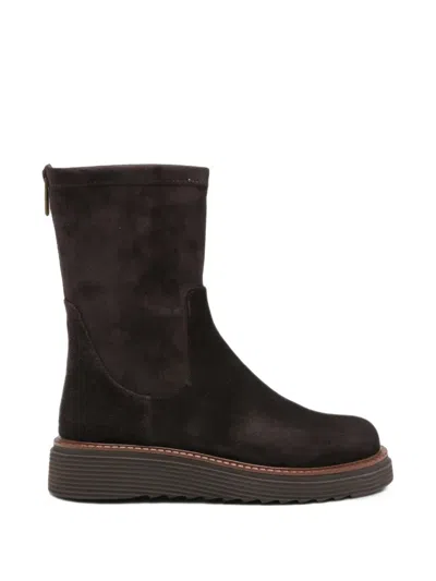 Bruno Premi Suede Rear-zip Ankle Boots In Brown