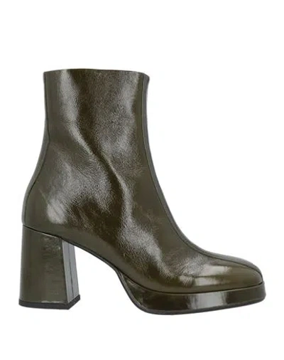Bruno Premi Woman Ankle Boots Dark Green Size 7 Leather