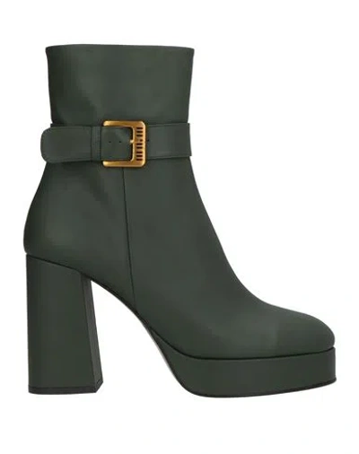 Bruno Premi Woman Ankle Boots Military Green Size 11 Leather