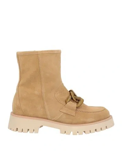 Bruno Premi Woman Ankle Boots Sand Size 8 Leather In Beige