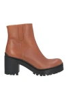 Bruno Premi Woman Ankle Boots Tan Size 11 Calfskin In Brown