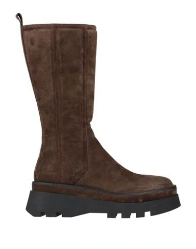 Bruno Premi Woman Boot Dark Brown Size 11 Leather In Brown