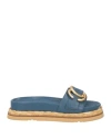 Bruno Premi Woman Espadrilles Blue Size 7 Goat Skin In Blue
