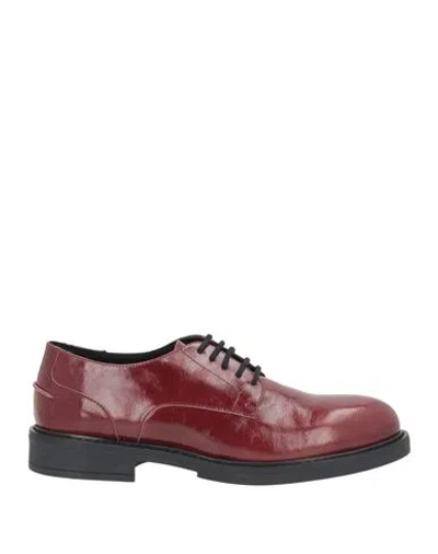 Bruno Premi Woman Lace-up Shoes Burgundy Size 6 Leather In Red