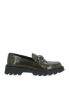 Bruno Premi Woman Loafers Military Green Size 10 Bovine Leather