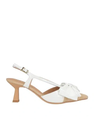 Bruno Premi Woman Pumps White Size 7 Leather, Textile Fibers