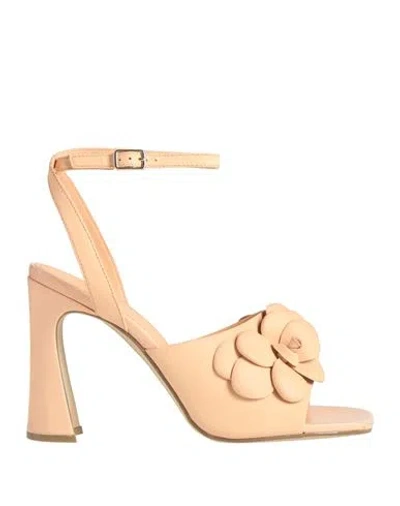 Bruno Premi Woman Sandals Apricot Size 7 Leather In Orange