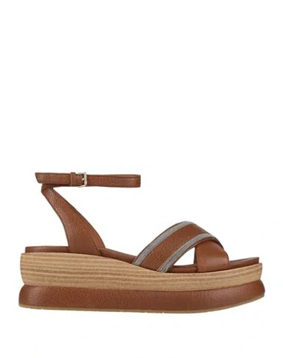 Bruno Premi Woman Sandals Brown Size 8 Leather