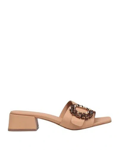 Bruno Premi Woman Sandals Camel Size 11 Sheepskin In Beige