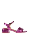Bruno Premi Woman Sandals Fuchsia Size 8 Leather In Pink