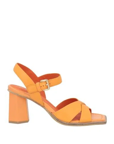Bruno Premi Woman Sandals Orange Size 11 Leather