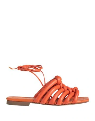 Bruno Premi Woman Sandals Orange Size 8 Soft Leather