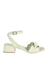 Bruno Premi Woman Sandals Sage Green Size 11 Sheepskin In Sage Green