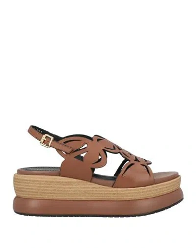 Bruno Premi Woman Sandals Tan Size 8 Soft Leather In Brown