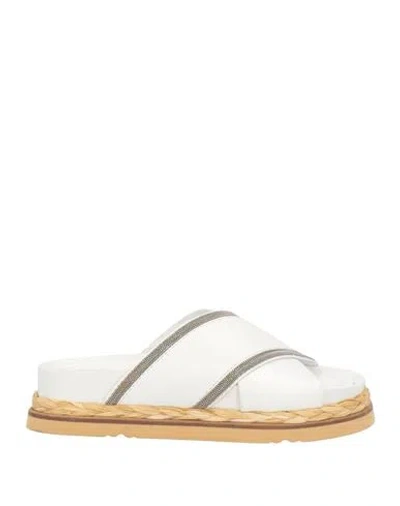 Bruno Premi Woman Sandals White Size 6 Soft Leather