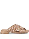Bruno Premi Woven Crossover Sandals In Brown