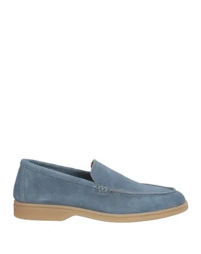 Bruno Verri Man Loafers Slate Blue Size 7 Leather
