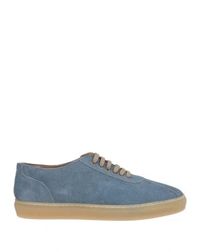 Bruno Verri Man Sneakers Slate Blue Size 9 Leather