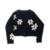Bruno's Shop Women's Blue Sweet Daisy Merino Wool Cardigan In Blue