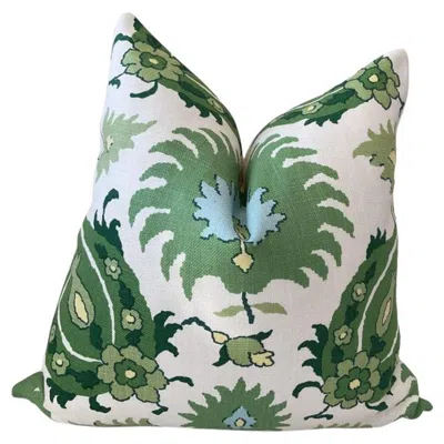 Pre-owned Brunschwig & Fils Brunschwig And Fils "kashmiri" Green Down-filled 24" Pillow - Single