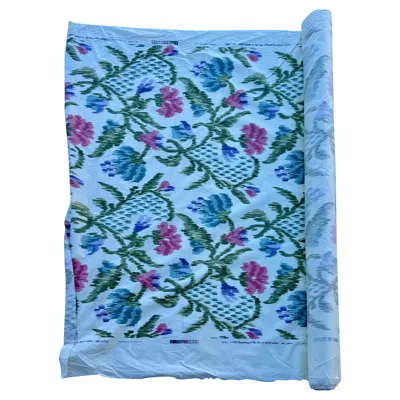 Pre-owned Brunschwig & Fils Vintage 16 Yards Brunschwig And Fils Colorful Fabric Marly In Blue