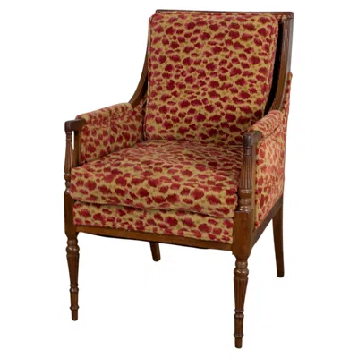 Pre-owned Brunschwig & Fils Vintage French Louis Xvi Bergere Chair Directoire Style  Fabric In Brown