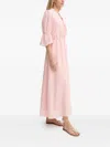 Bruuns Bazaar Arecabblusiel Ruffled Puff-sleeve Midi Dress In Pink