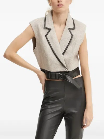 Bruuns Bazaar Belted Herringbone Top In Neutral