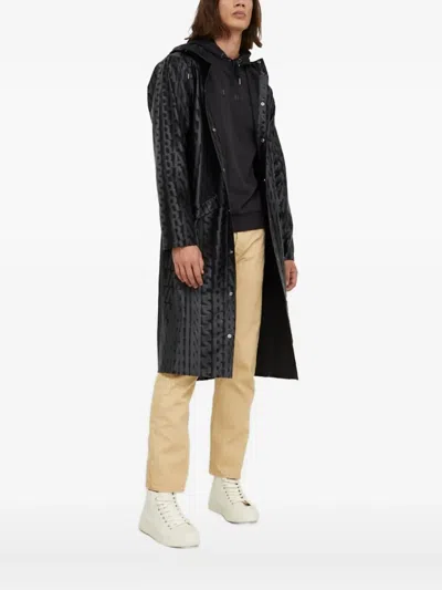 Bruuns Bazaar Bertil Printed Logo Hoodie In Black