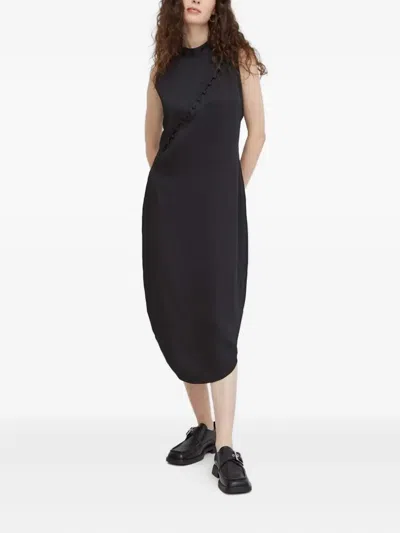 Bruuns Bazaar Button-detail Asymmetric Day Dress In Black