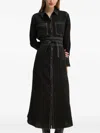 Bruuns Bazaar Contrast-stitching Belted Shirt Midi Day Dress In Black