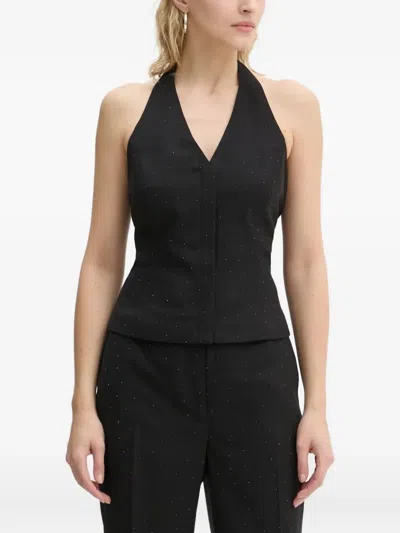 Bruuns Bazaar Corymbiabbbelia Halter-neck Embellished Top In Black