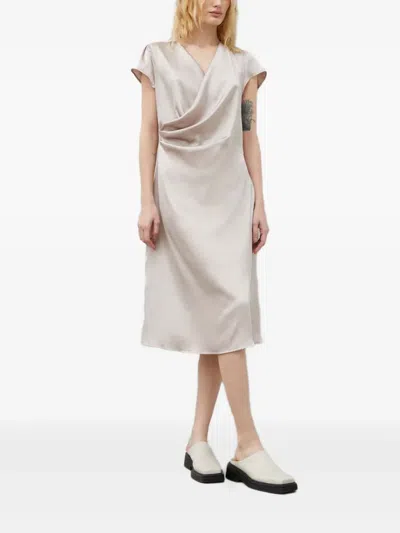 Bruuns Bazaar Draped Cowl-neck Dress In Neutral