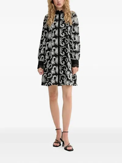 Bruuns Bazaar Embroidered Lace-trimmed Mini Dress In Black